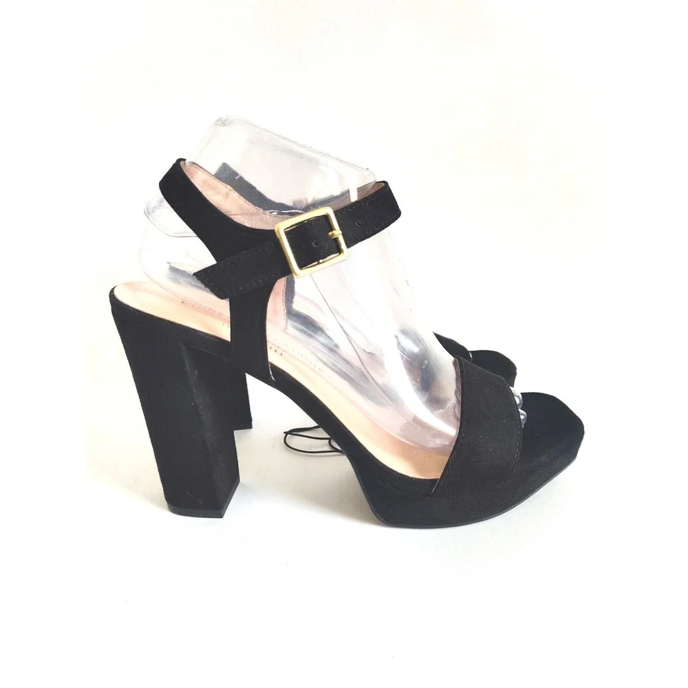 New Chinese Laundry‎ Sandals 8.5 Square Toe Y2K Platform MicroSuede Block Heel